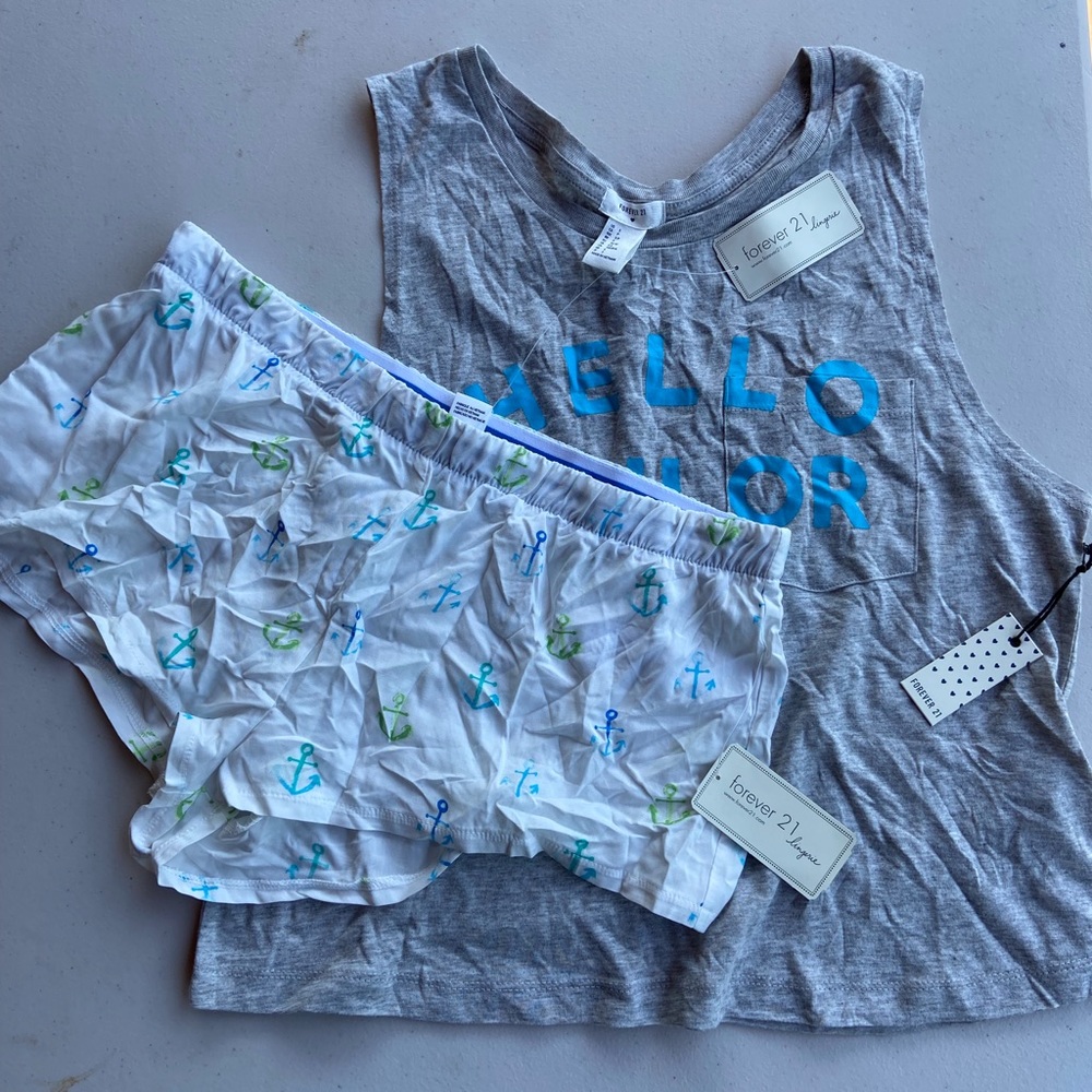 Forever 21 hello sailor pajama set tank top and shorts size S